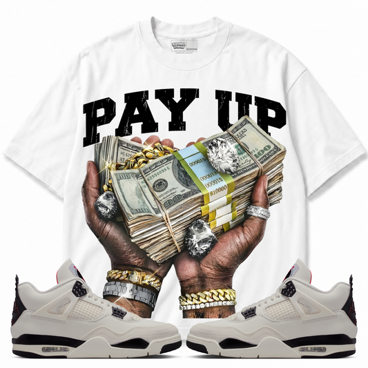 Rebranded Studios Pay Up — front styled with matching sneakers