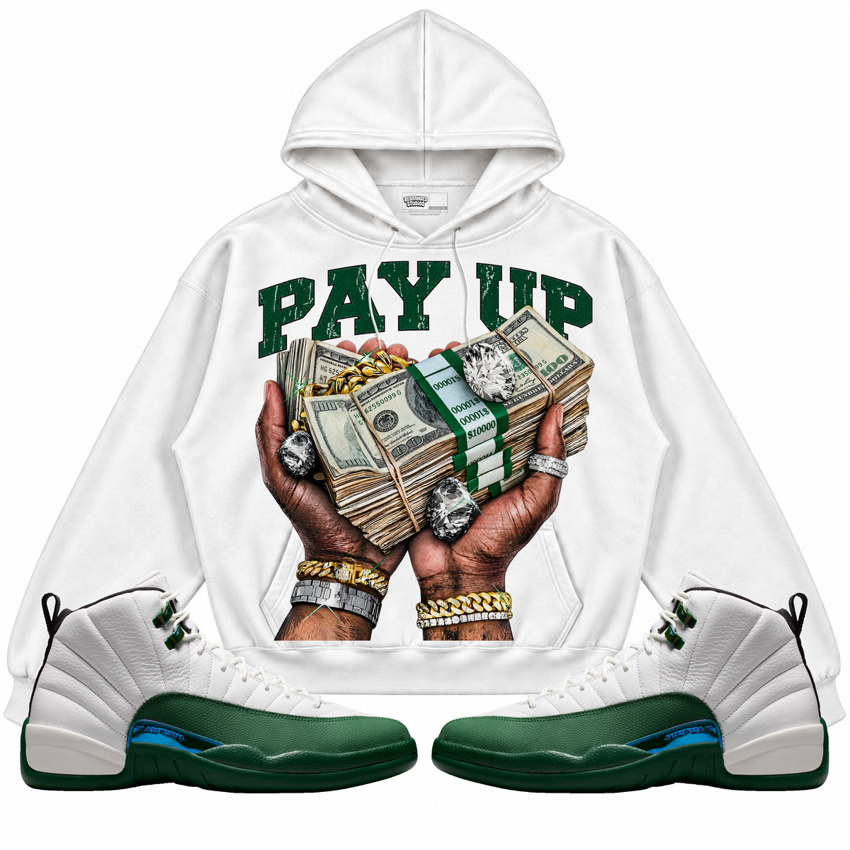 Rebranded Studios Pay Up — front styled with matching sneakers