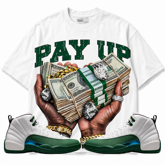 Rebranded Studios Pay Up — front styled with matching sneakers