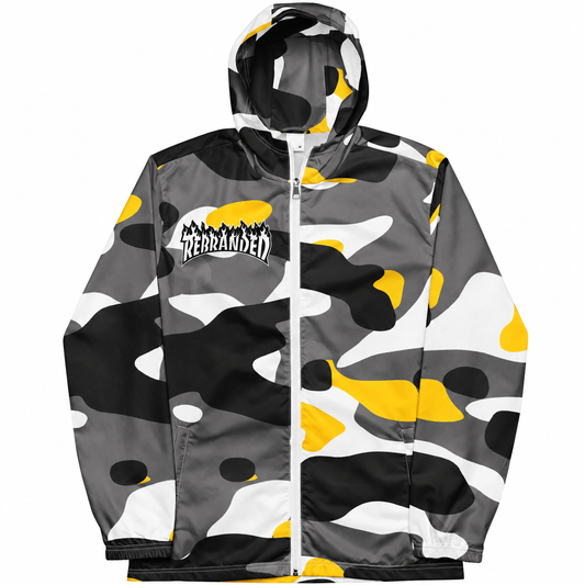Rebranded Studios Classic Camo Air Jordan 4 Tour Yellow Windbreaker - front