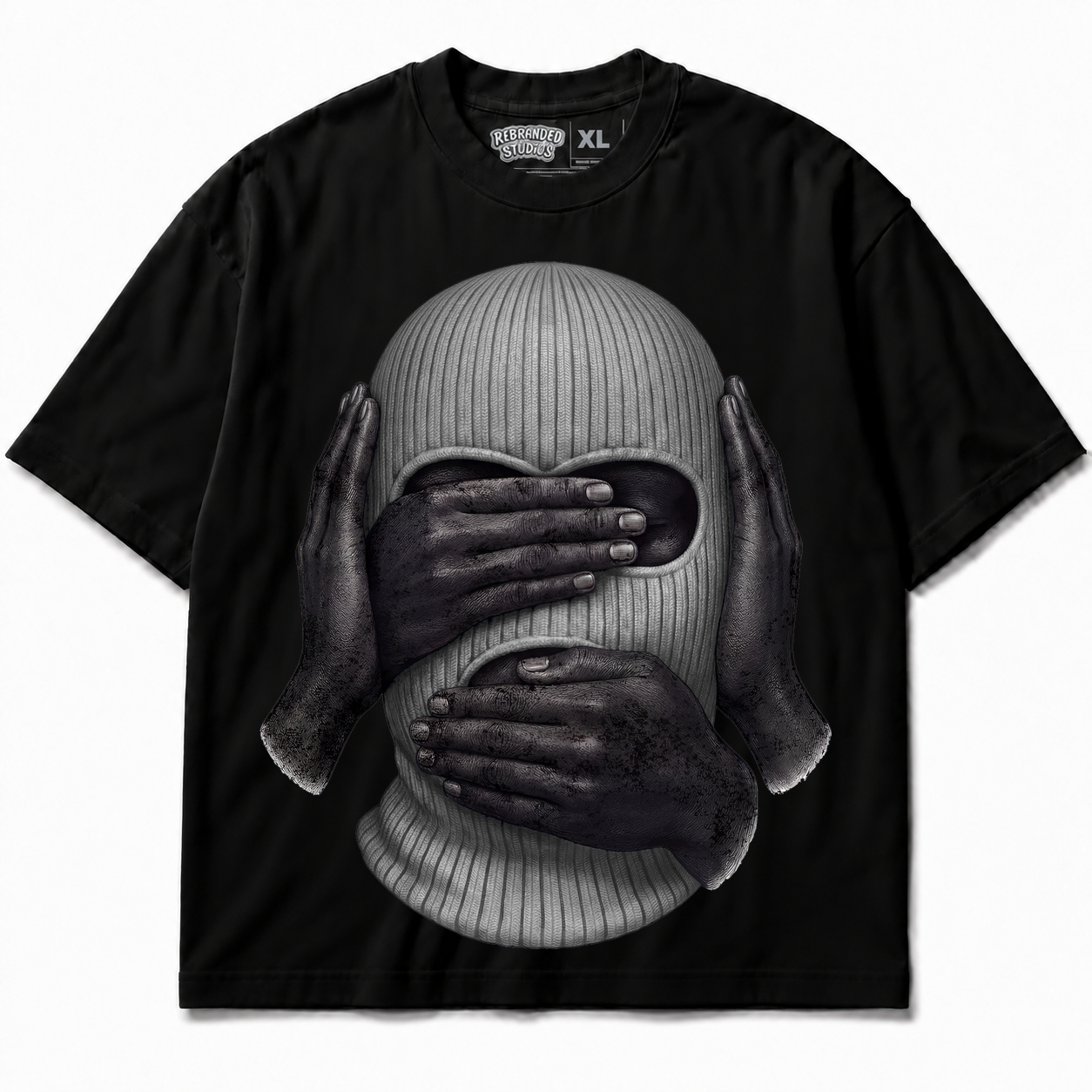 Rebranded Studios See No Evil Air Jordan 8 Chrome 425GSM Oversized Graphic T-Shirt