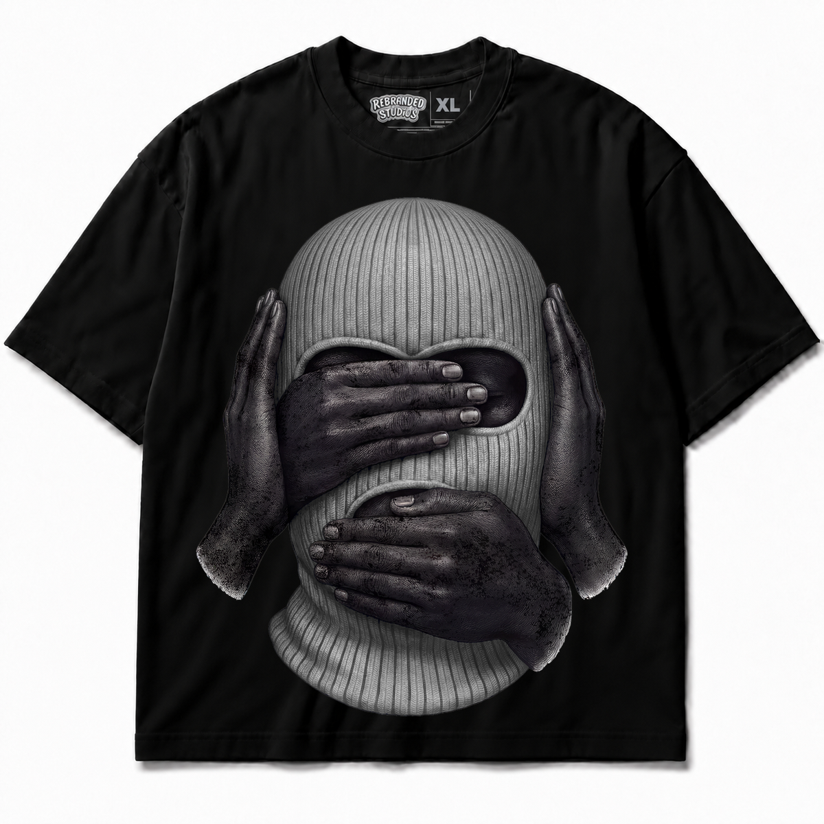 Rebranded Studios See No Evil Air Jordan 8 Chrome 425GSM Oversized Graphic T-Shirt