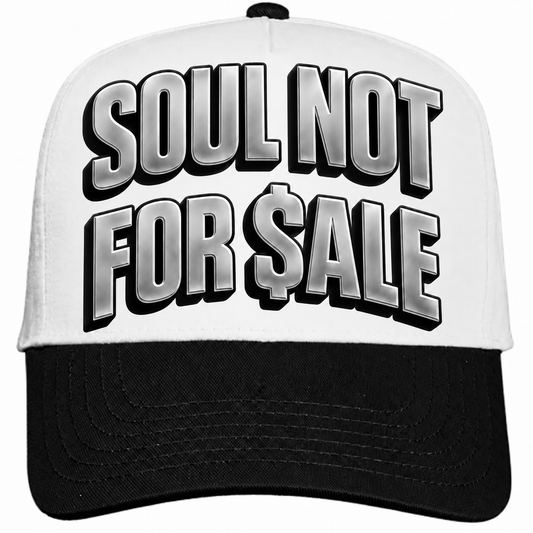 Rebranded Studios Soul Not For Sale Air Jordan 8 Chrome Snapback — white crown, black brim, silver and black front design