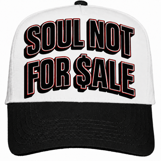 Rebranded Studios Soul Not For Sale Air Jordan 9 OG Space Jam Snapback — white crown, black brim, black, white and red front design