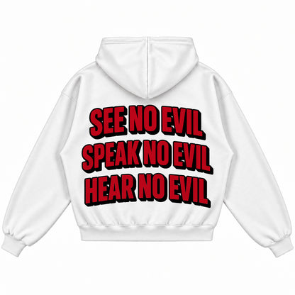 Rebranded Studios See No Evil Speak No Evil Hear No Evil Air Jordan 9 OG Space Jam Hoodie — printed back