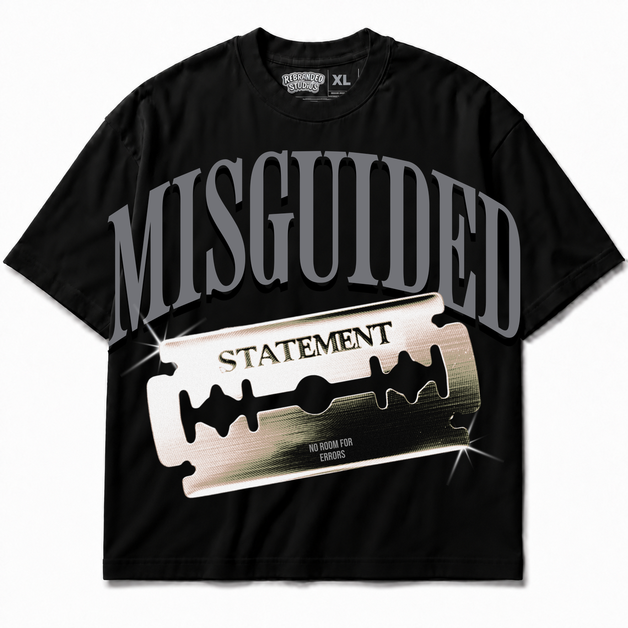 Rebranded Studios Statement Air Jordan 8 Chrome Graphic T-Shirt - front view without sneakers