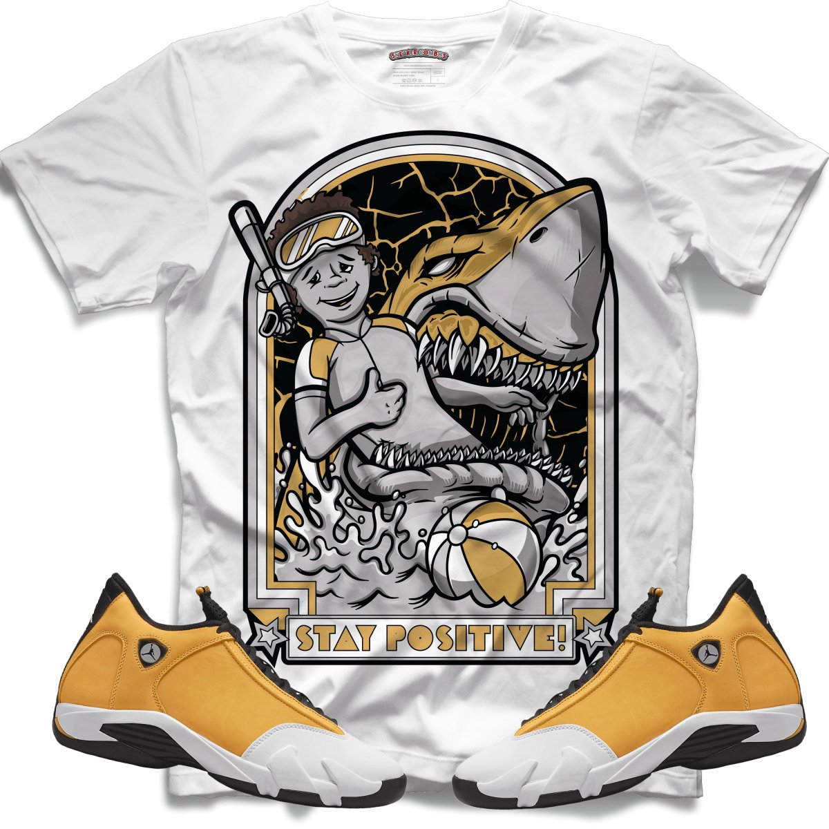 Stay Positive (Retro 14 Ginger) T-Shirt - White - Misguided