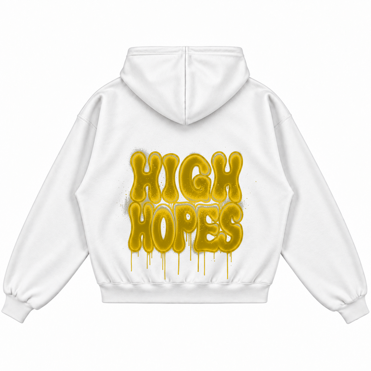 Rebranded Studios High Hopes Air Jordan 4 Tour Yellow Hoodie — printed back