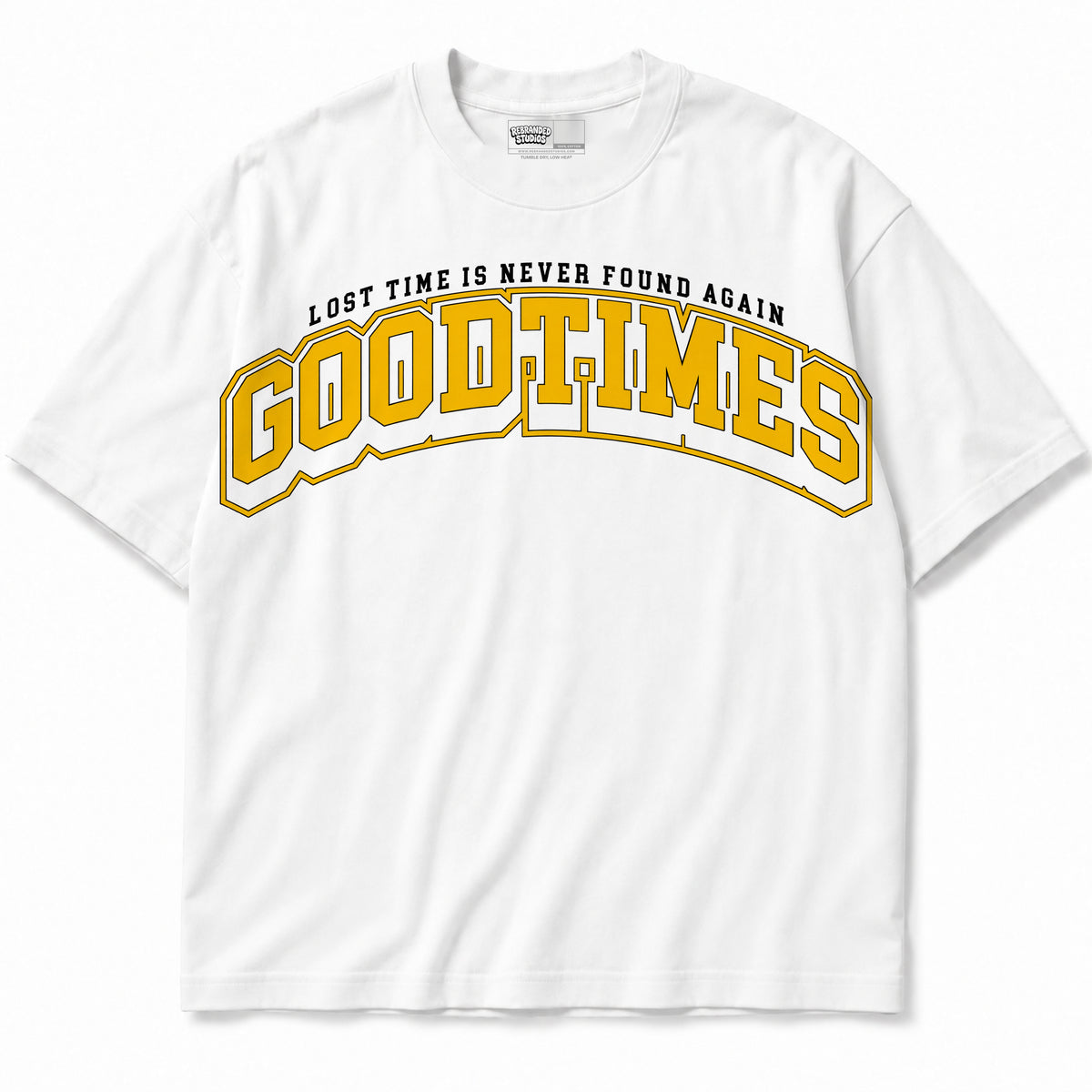 Rebranded Studios Good Times T-shirt - yellow print - front without sneakers