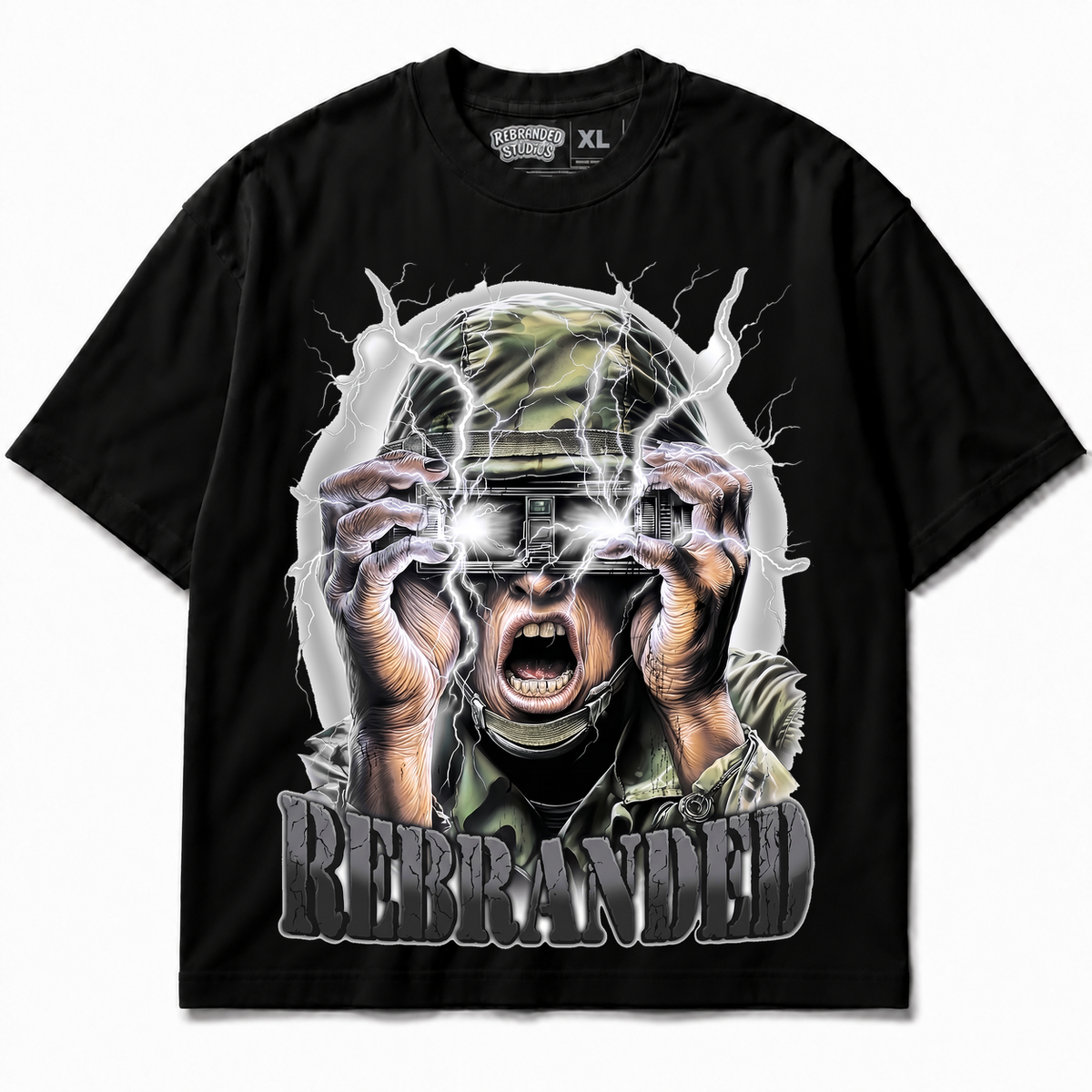 Rebranded Studios War Hero Air Jordan 8 Chrome Graphic T-Shirt